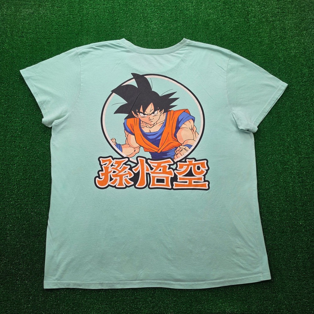Dragon Ball Z Goten & Goku Double-Sided Graphic Tshirt Mens 2XL Mint Green Anime